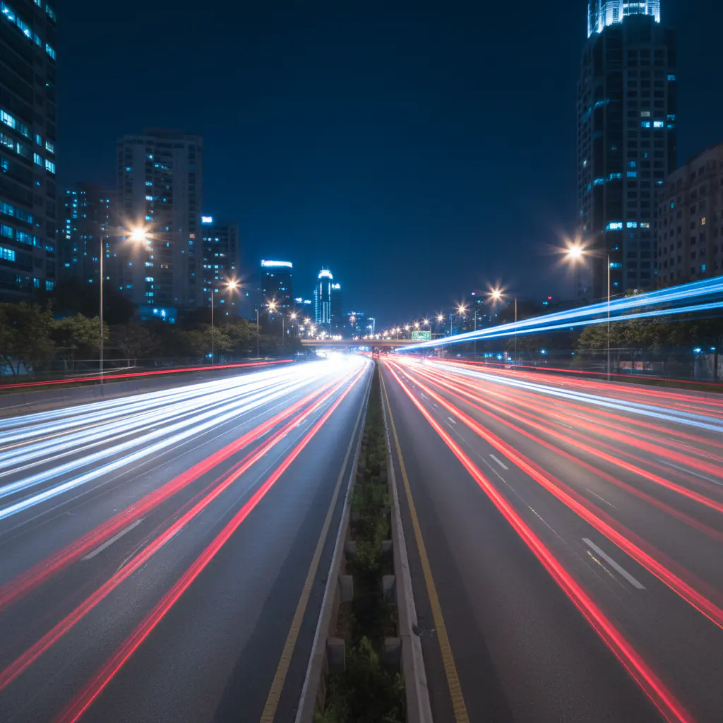 Motion blur highway night
