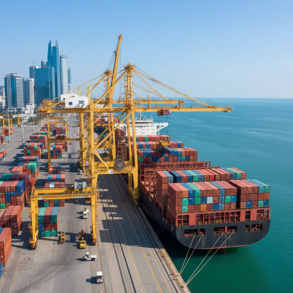 Industrial port shipping containers