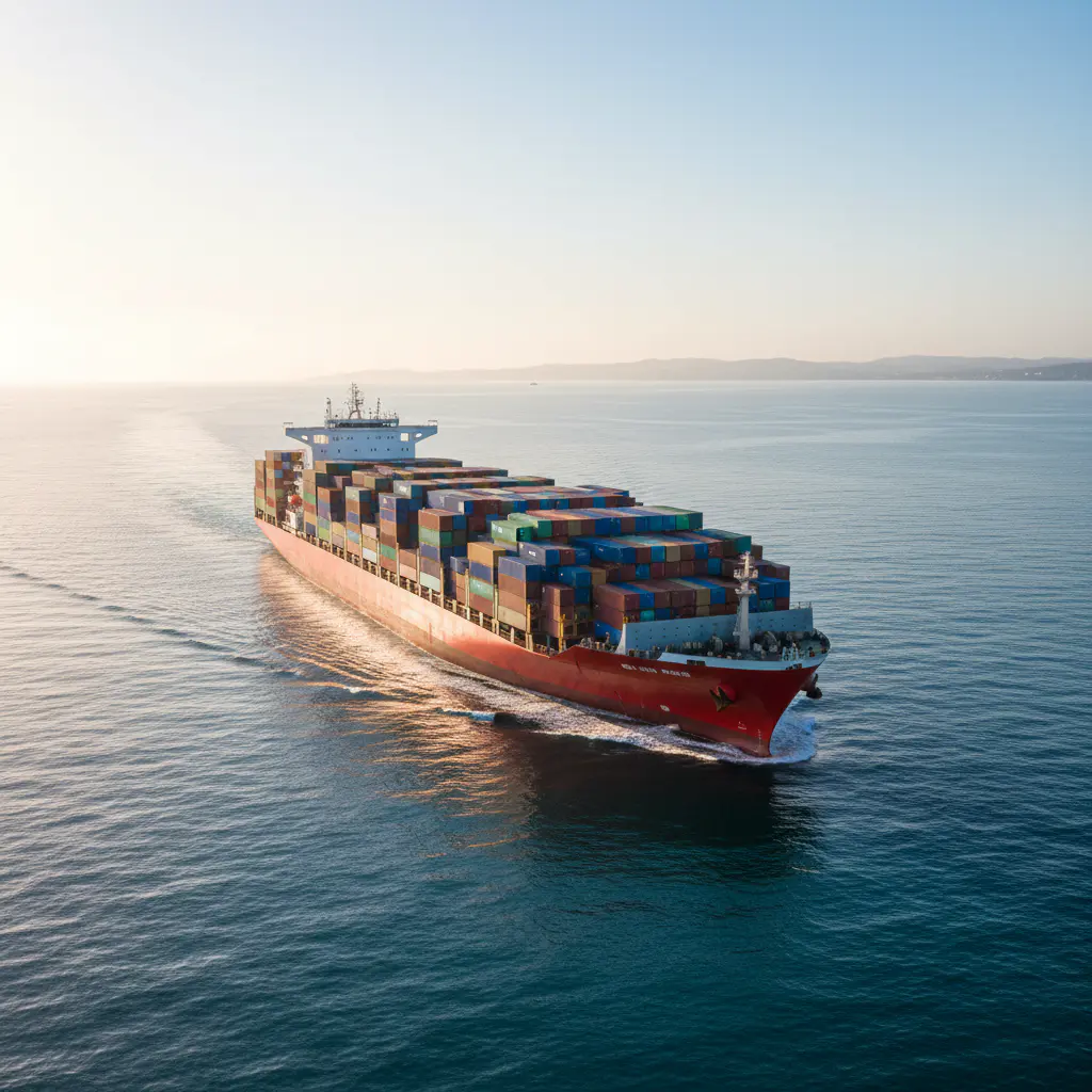 Container ship at sea