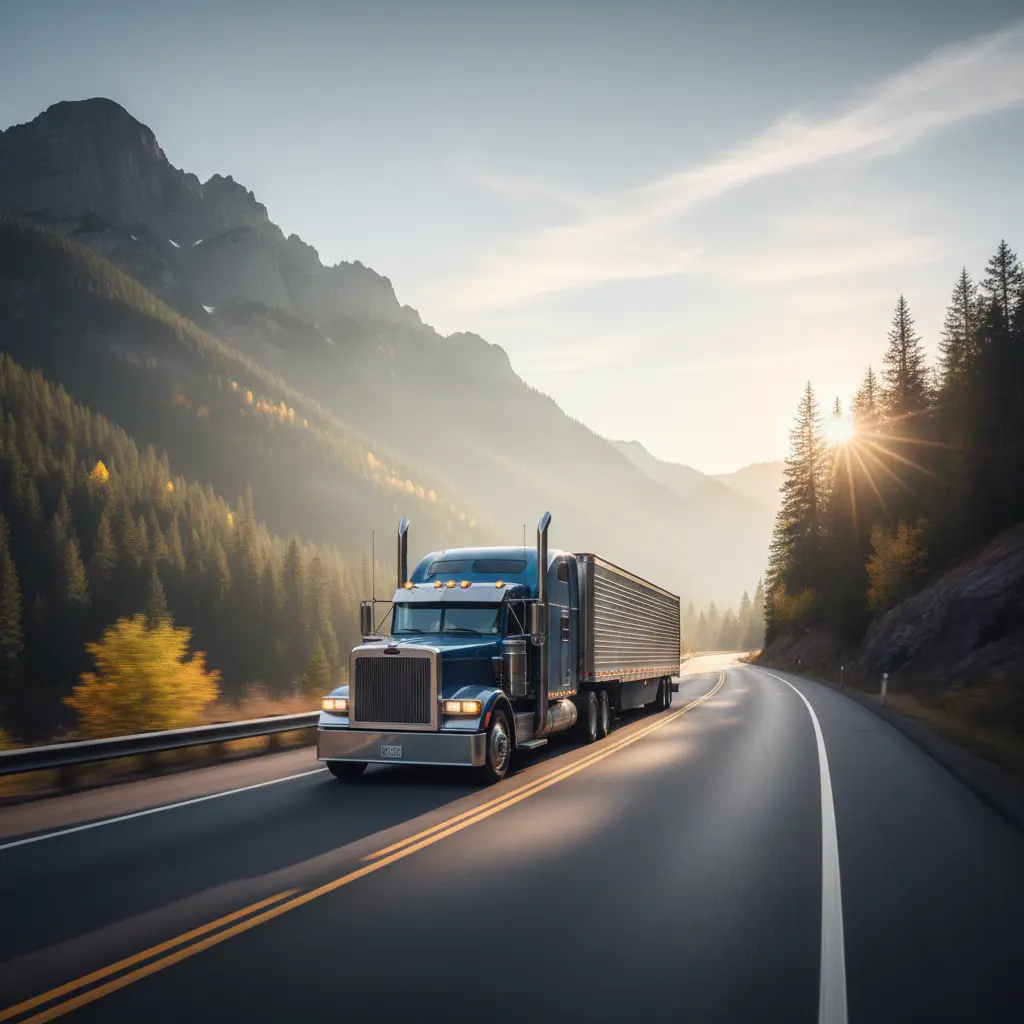 Truck on highway at night